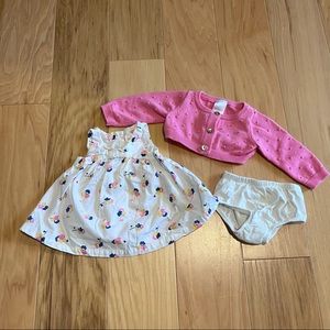 Sweet little dress and cardigan combo.